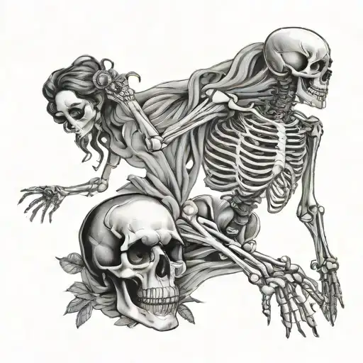 Skeleton And Womans Body