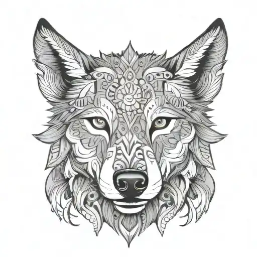 Wolf Face Mandala Design Incorporating