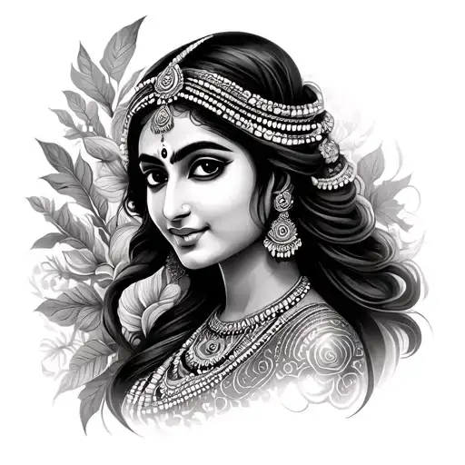 Parvathi With Thrisul Sleeve Tattoo Design