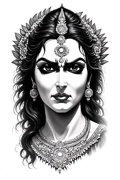 Goddess Kali Angry Realistic Portrait
