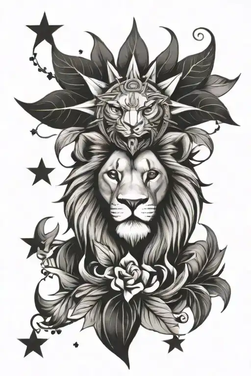 Star And Leaf And Lion Head