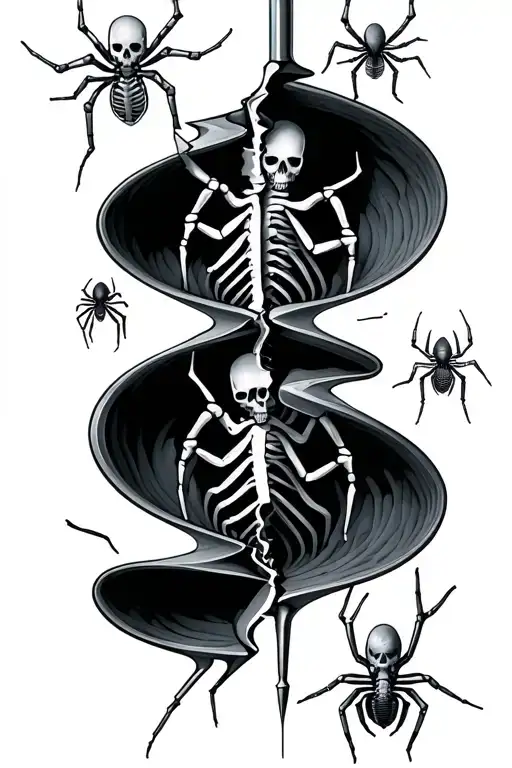 Broken Medical Shot Needle With Spider Skeletons Inside