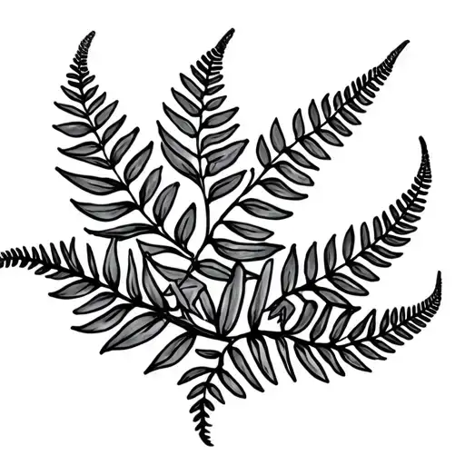 Fern Leaf And Fern Curl Bracelet Tattoo Design