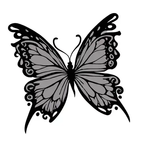 Modern Tribal Butterfly Tramp Stamp