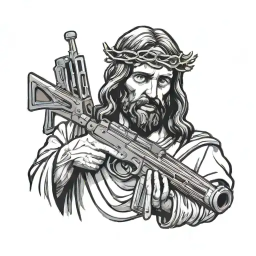 Jesus With Assault Rifle