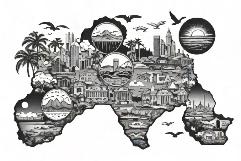 California Collage Featuring Landmarks