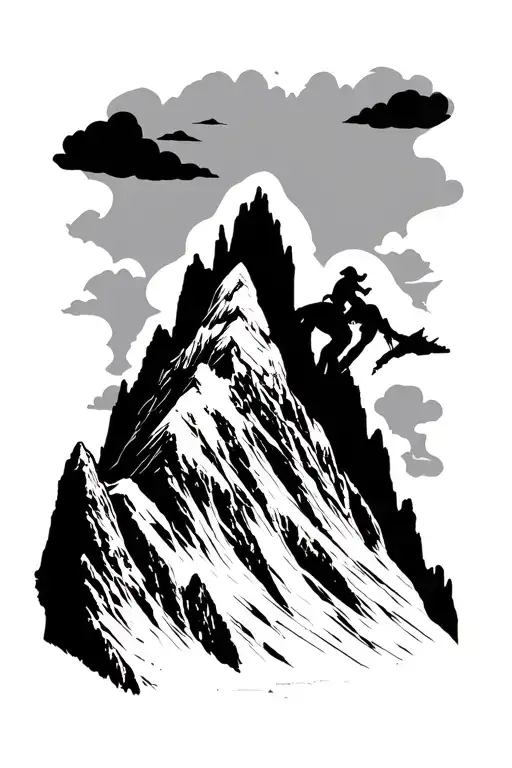 A Sliluette Of A Olympos Mountain And Pan Climbing It