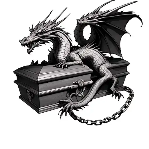 9 Dragons On Chains Pulling The Coffin