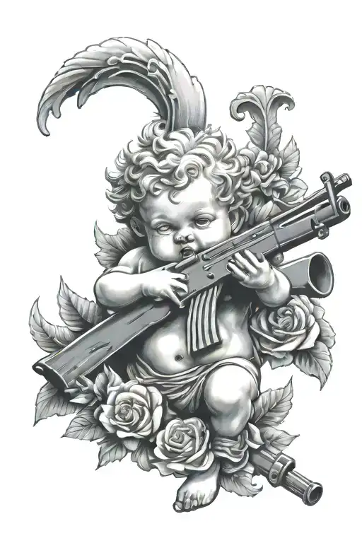 Cherub With Ak 47 Rifle