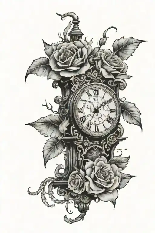 Broken Clock With Floweres