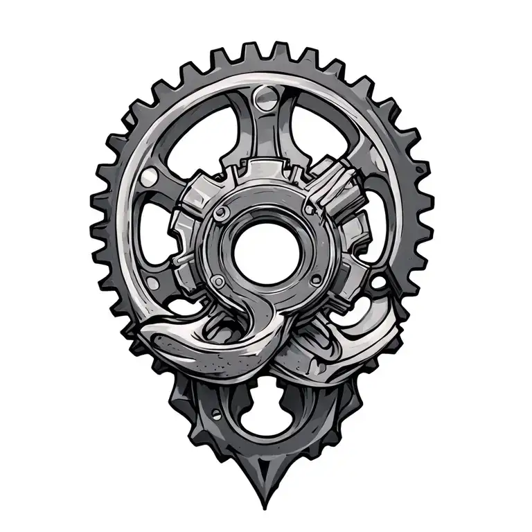 Gear Tattoo With Ouroboros