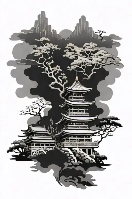 Japanese Temple Surrounded
