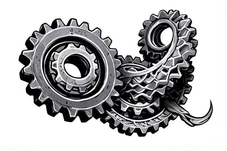 Gear Tattoo With Ouroboros