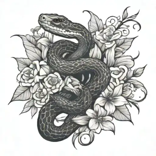 Snake And Flowers