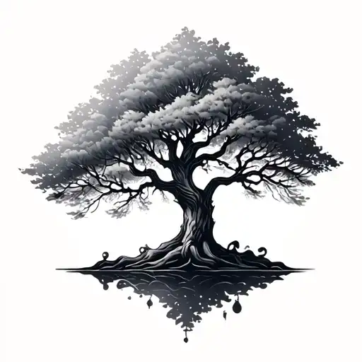 Life Tree Tattoo Grafic Style Minimalism