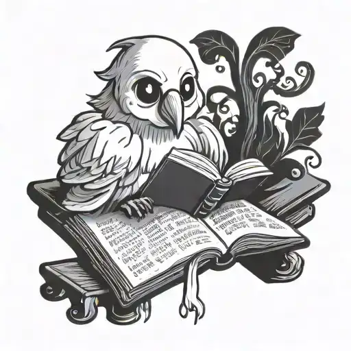 Cute Ghost Reading A Book With A Lovebird Perched