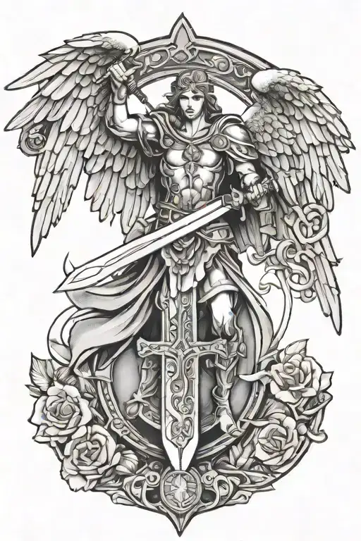 Guardian Angel Shield Sword Cross