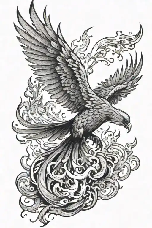 Pheonix Rising From Fire Surrounded