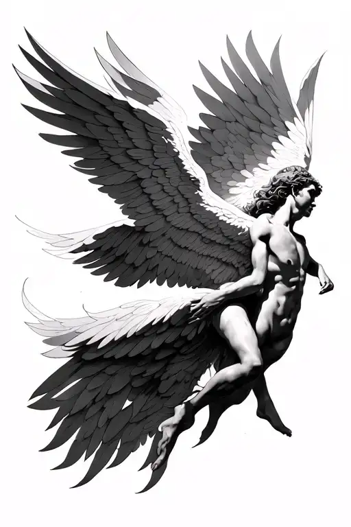 Subtle Icarus Whole Body Design With Wings Spread In A Cruxafix Position