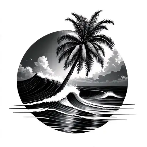 Palm Tree And Wave