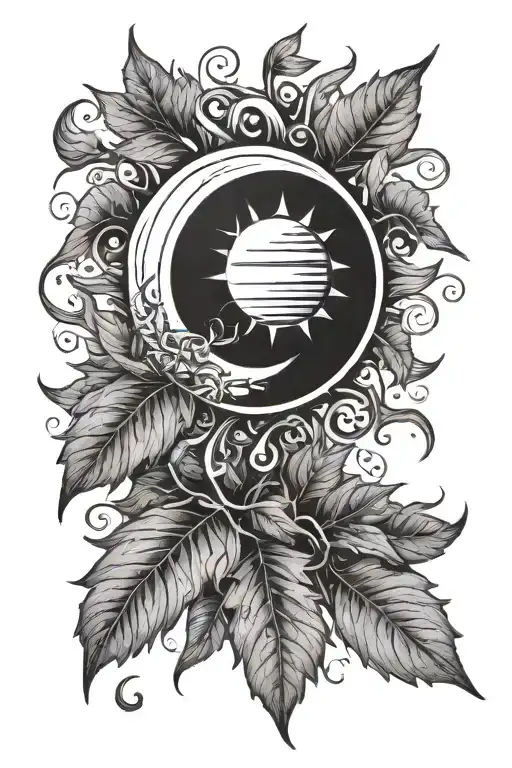 The Sun Surrounded By Hazel Leaves Falling