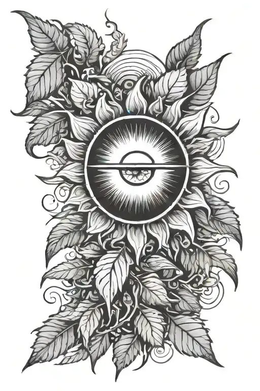 The Sun With Hazel Leaves