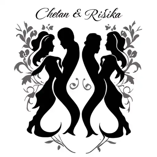 Design A Tattoo In Which Two Person Names Must Be Hidden And Their Names Are Chetan And Rishika