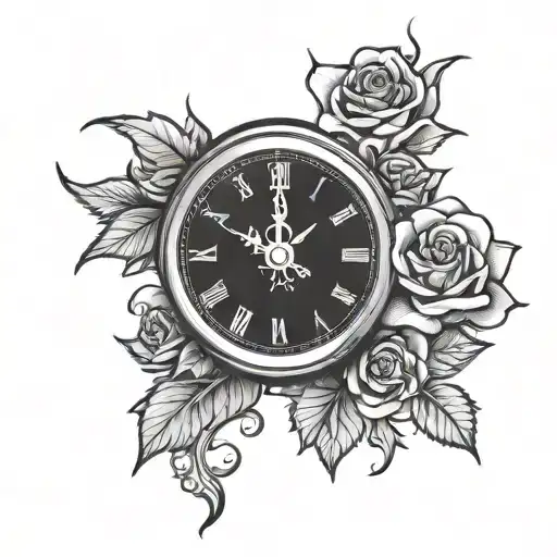 Clock With Dollar Sign And Rose