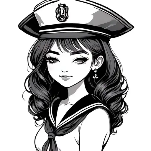 Winking Girl Sailor Traditional