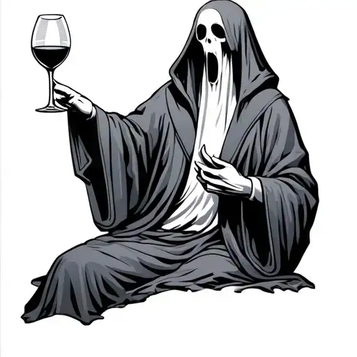 Ghost Wearing A Robe Holding A Wine Glass