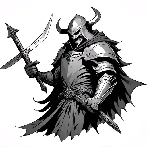 Demonic Knight Holding A Sword
