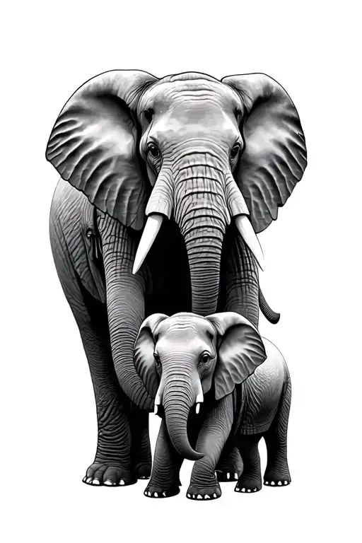 2 Adult Elephants And Baby Elephant