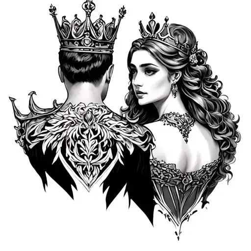 King Queen Back Piece Featuring Characters