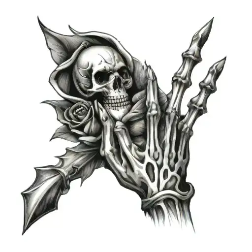 Skeleton Hand Shooting Rose From Bow Their Heads