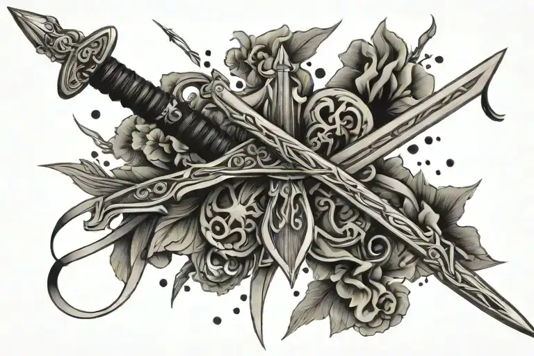 Minimal Sword Or Bow With Self Discipline Justice Wisdom Courage