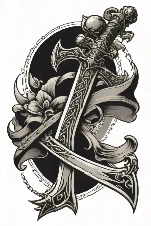 Minimal Sword Or Bow With Self Discipline Justice Wisdom Courage