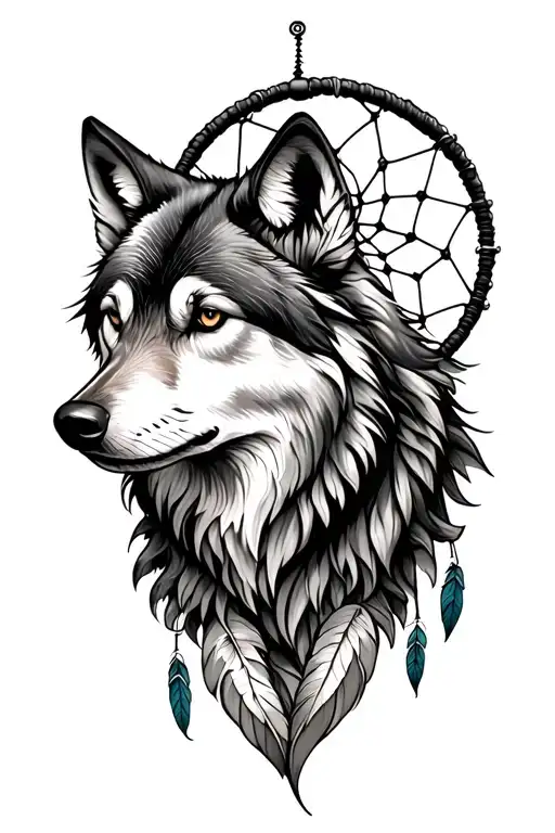 Wolf And Dreamcatcher