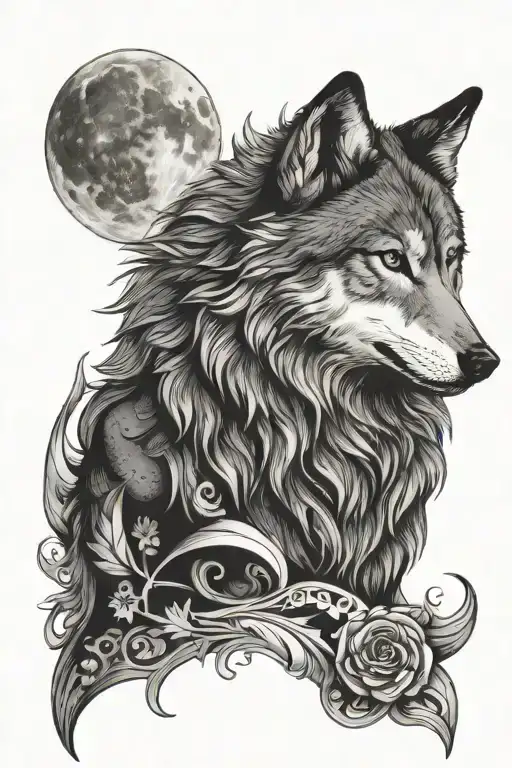 Wolf With Half Moon And Star