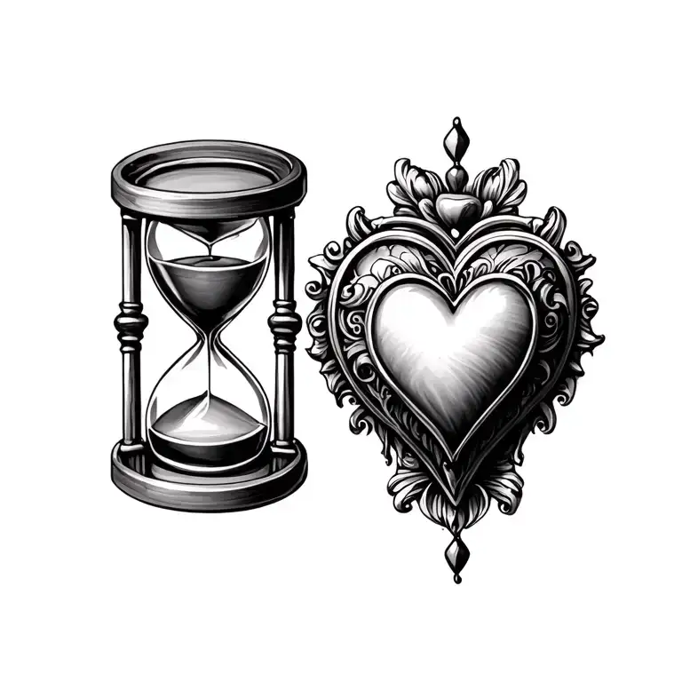 Hourglass And Heart Locket