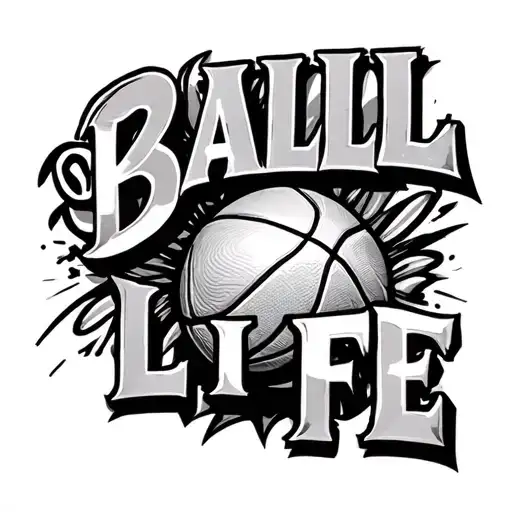 The Words Ball Is Life With A Basketball In The Center
