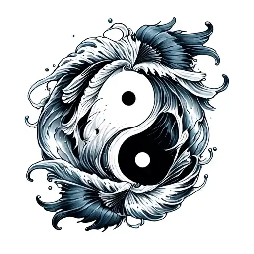 Water Waves With Fish Yin Yang