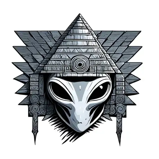 Aztec Pyramid With Alien Face
