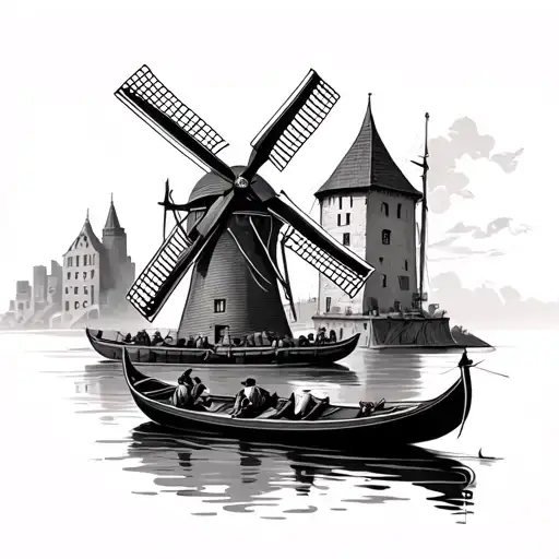 Dutch Windmill And Italian Gondola