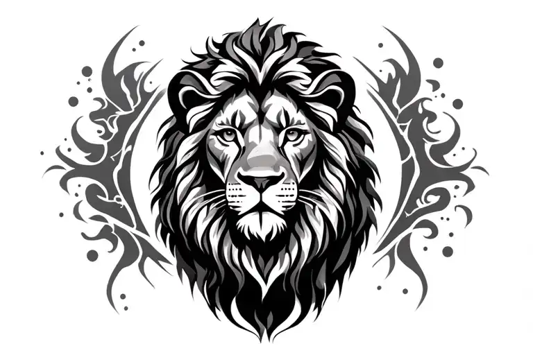 Lion With Leo Zodiac Sign