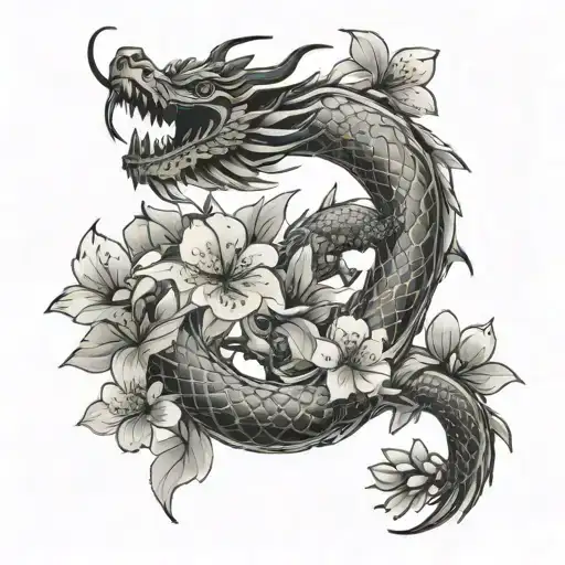 Cherry Blossoms With A Dragon