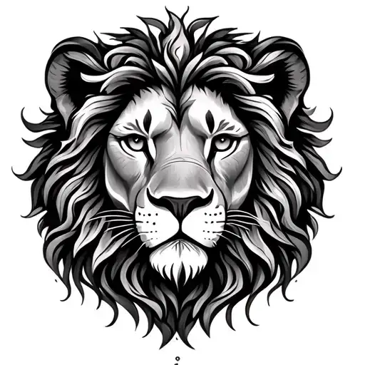 Lion Head With Family Tree Intertwined