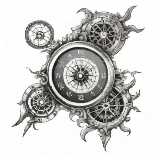 Yin Yang Of Clock And Compass