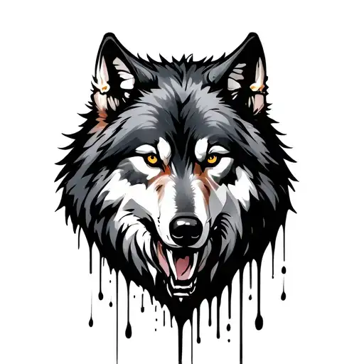 Wolf And Blood Dripping