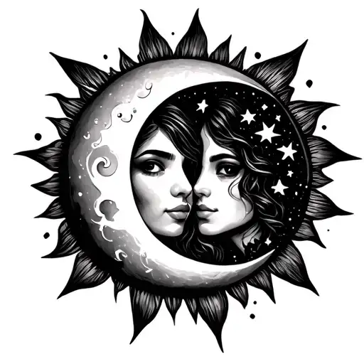 Sun Moon Stars Best Friends Holding Hands