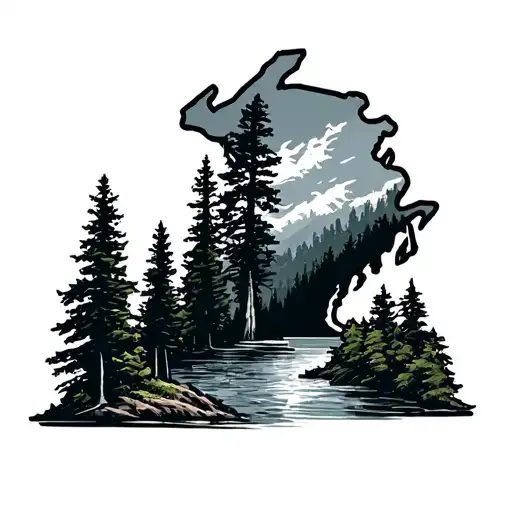 Upper Peninsula Of Michigan Outline With Outdoorsy
